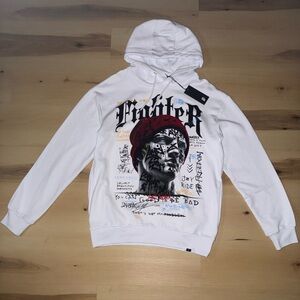 White Graphic Hoodie with Artistic Design